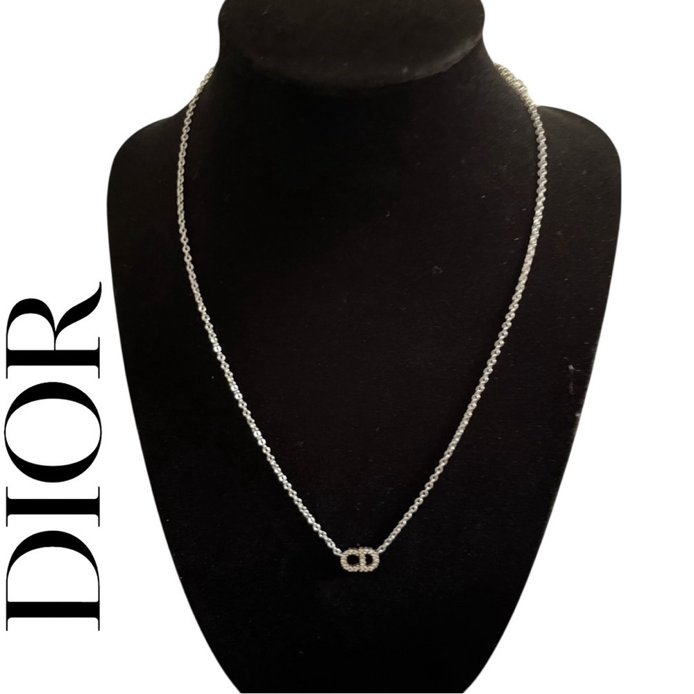 DIOR Clair D Lune Necklace Silver with Clear Crystals Includes COA